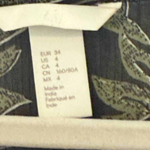 H&M Women’s Sheer Pineapple Print Blouse Black Green Pink Size 4 Long Sleeve - Picture 4 of 4